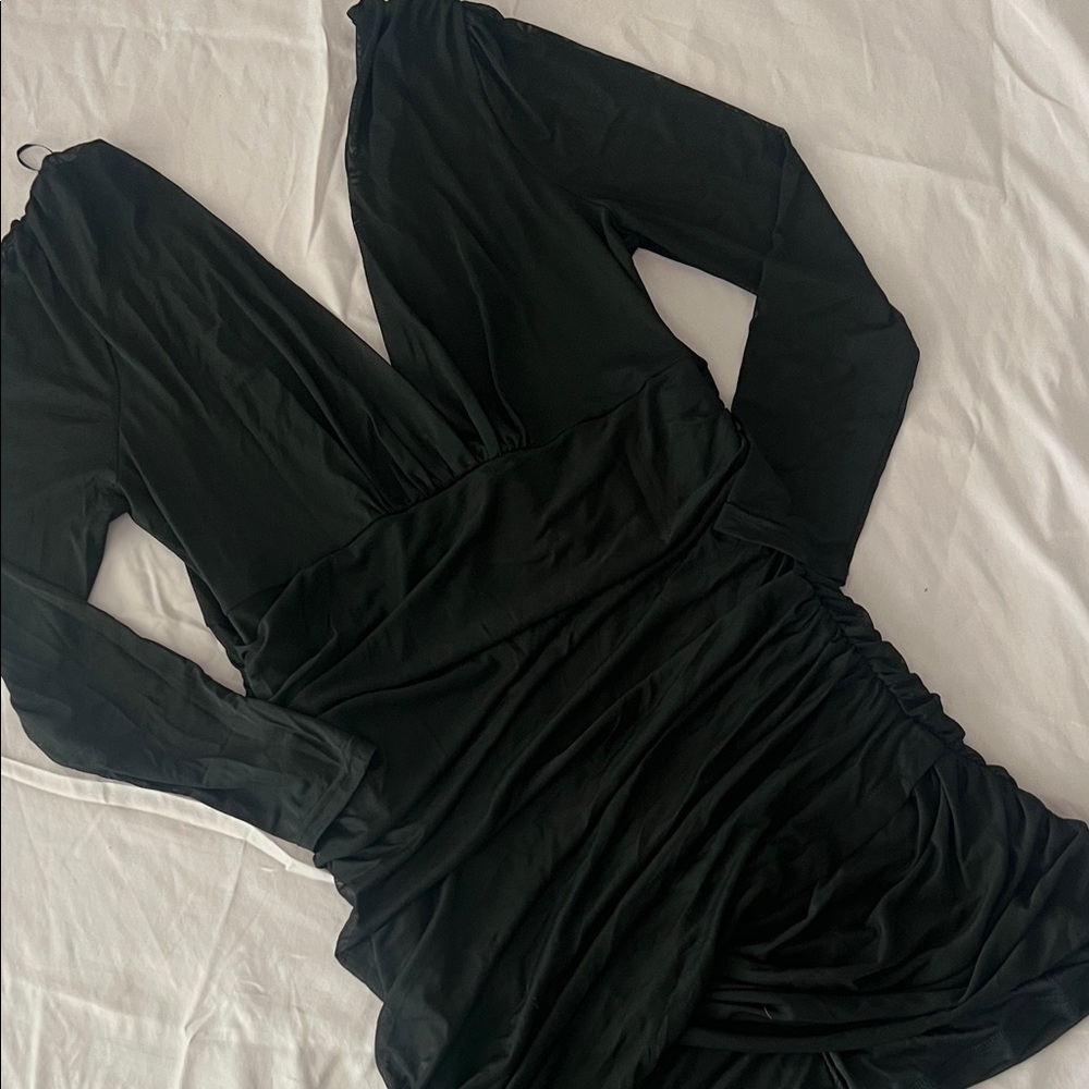 Sexy Black Long Sleeve Dress Mid thigh length